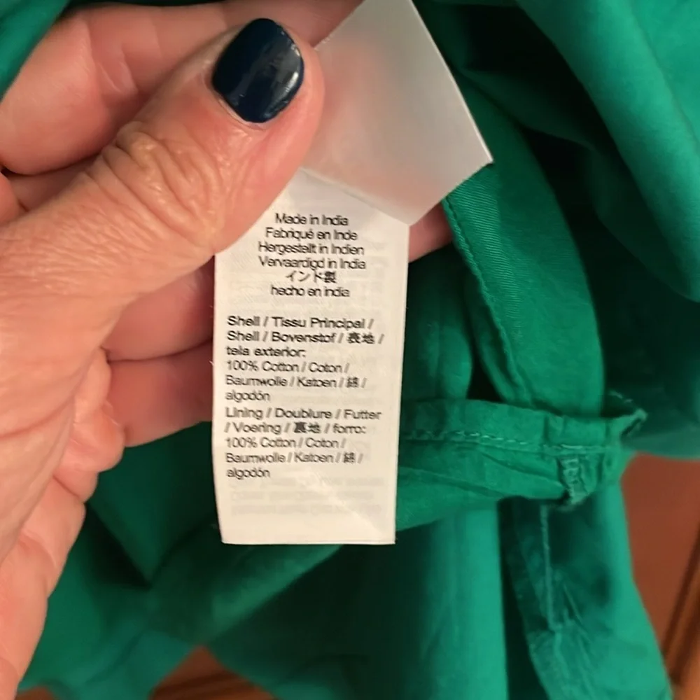 J. Crew Green Smocked Tie Front A-Line Dress size 10
